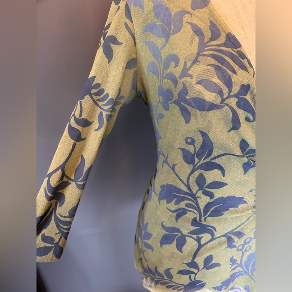 Vintage Y2K Sweet pea mesh Green floral wrap top sz medium - Picture 5 of 7
